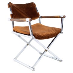 Mid Century Wood and Chrome Directors Chair