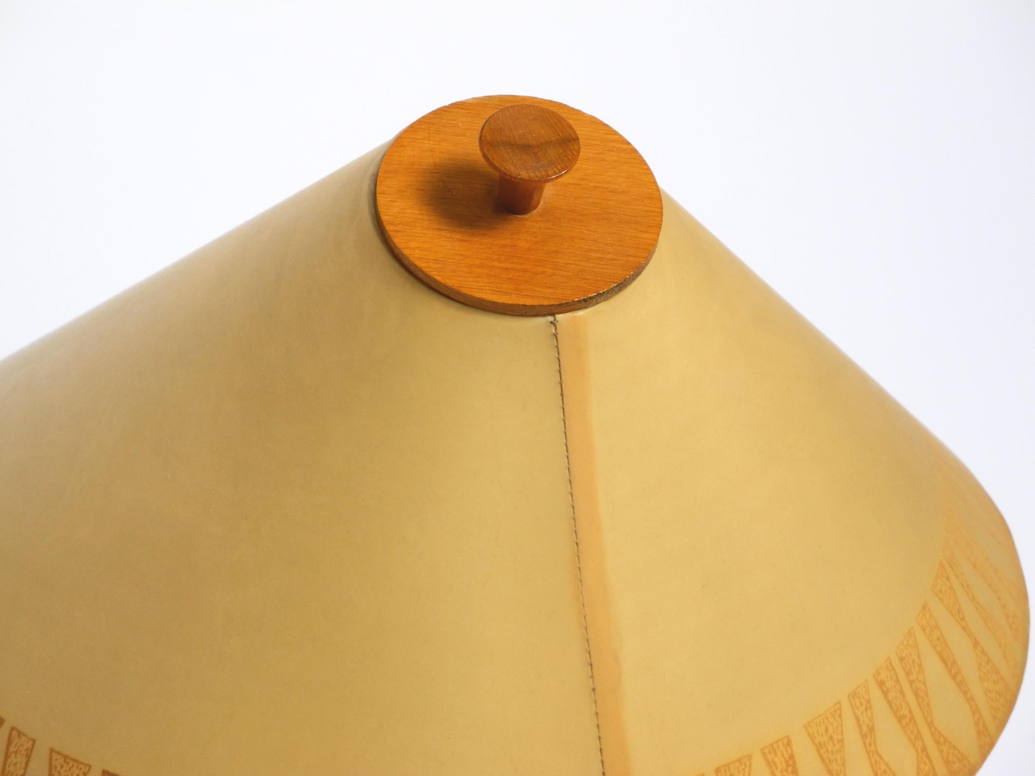 Mid Century wood and fabric shade table lamp from the DDR with stamp from 1966 5