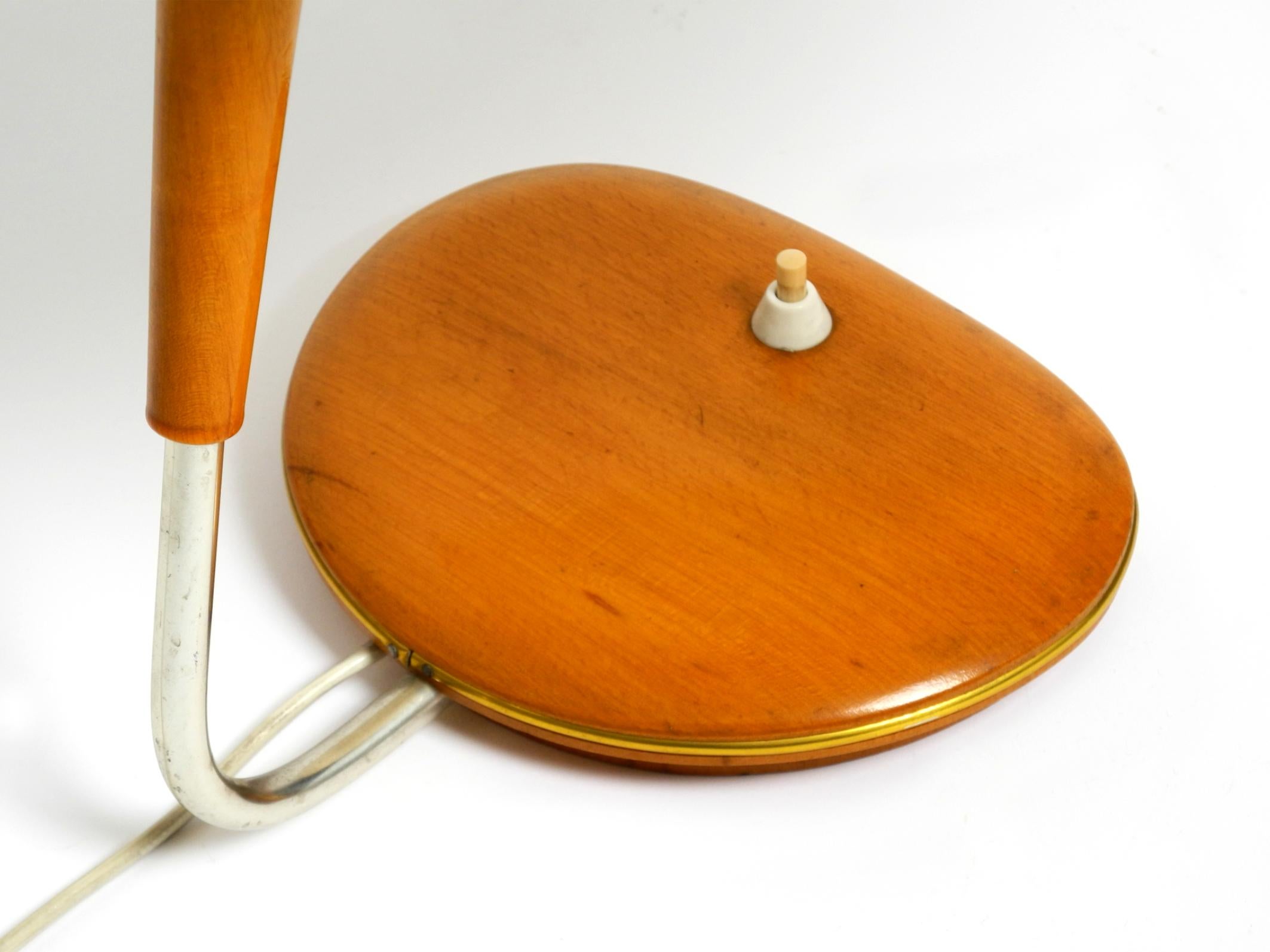Mid Century wood and fabric shade table lamp from the DDR with stamp from 1966 6