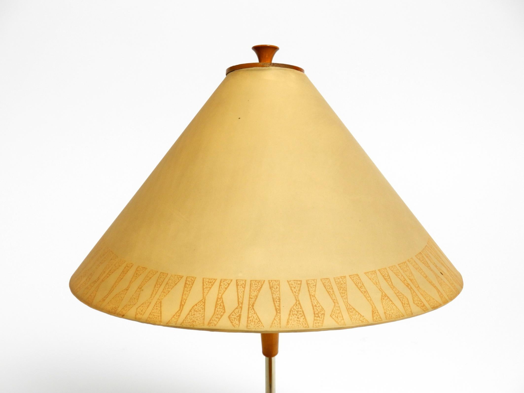 Mid Century wood and fabric shade table lamp from the DDR with stamp from 1966 7
