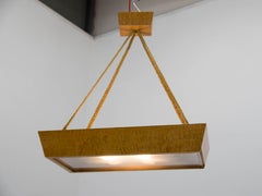 Lampadario in legno e vetro di metà secolo di Krasna JIzba, anni '50