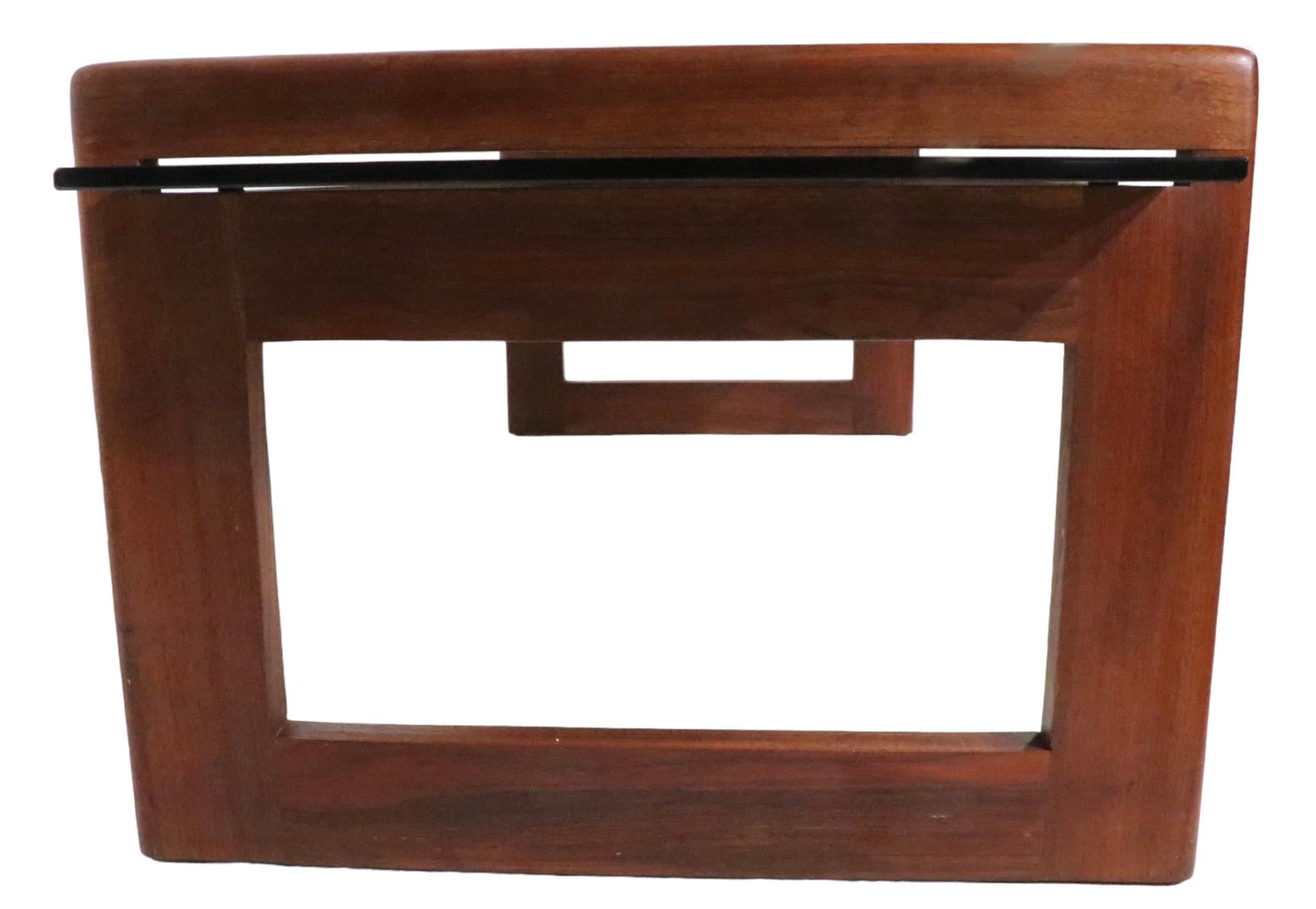 Mid Century Wood and Glass Coffee Table Designed by Adrian Pearsall c 1970's For Sale 3