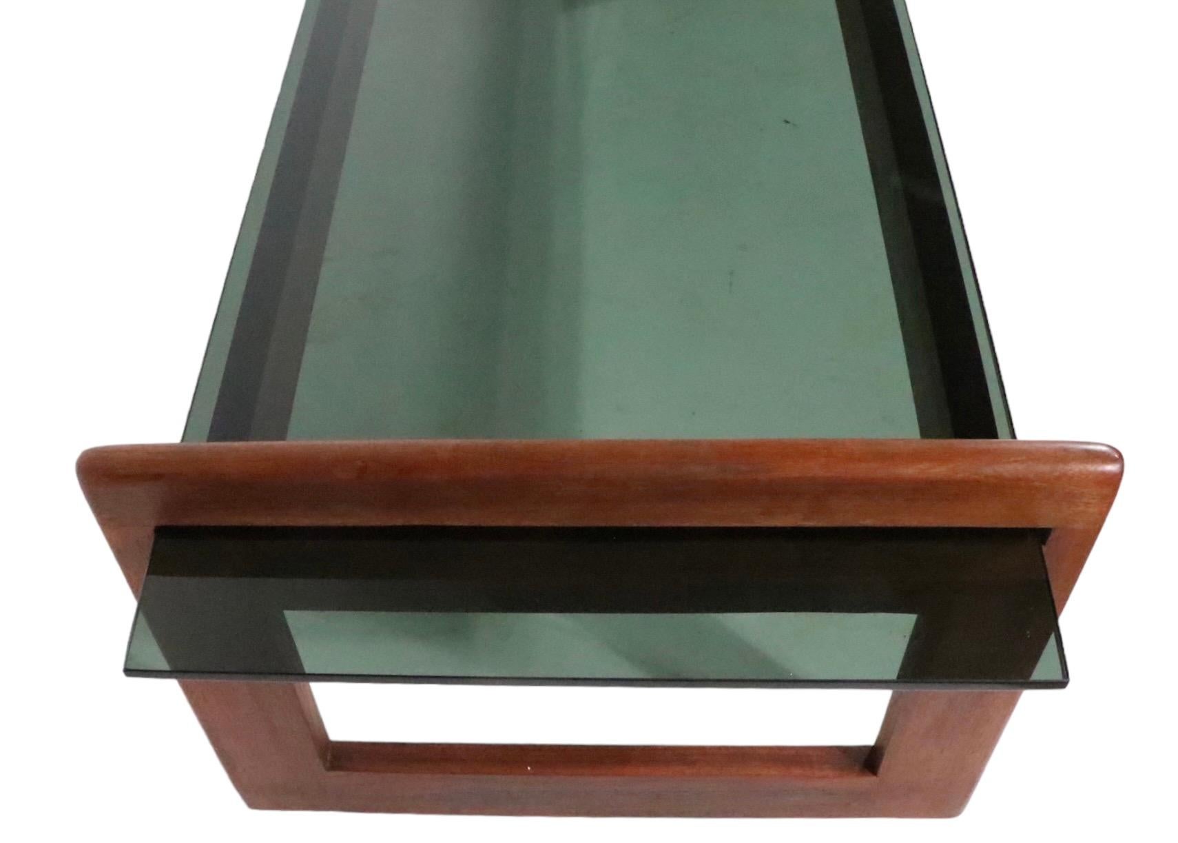 Mid Century Wood and Glass Coffee Table Designed by Adrian Pearsall c 1970's For Sale 4