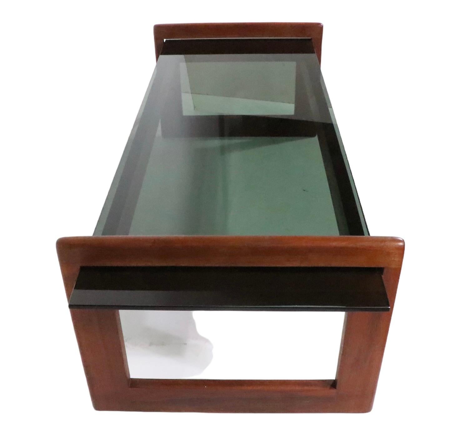 Mid Century Wood and Glass Coffee Table Designed by Adrian Pearsall c 1970's For Sale 5