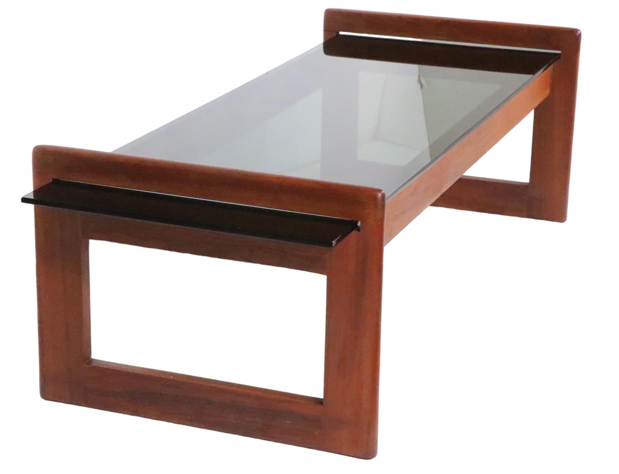 Mid Century Wood and Glass Coffee Table Designed by Adrian Pearsall c 1970's For Sale 8