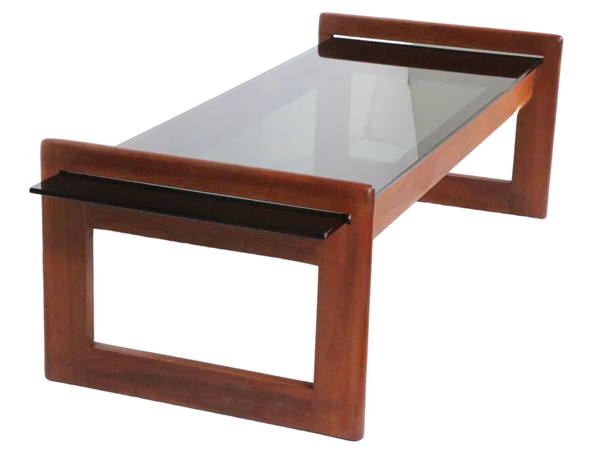 Mid Century Wood and Glass Coffee Table Designed by Adrian Pearsall c 1970's For Sale 9