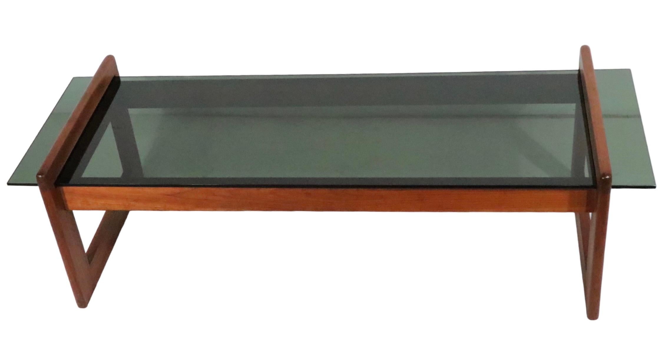 Mid Century Wood and Glass Coffee Table Designed by Adrian Pearsall c 1970's For Sale 10
