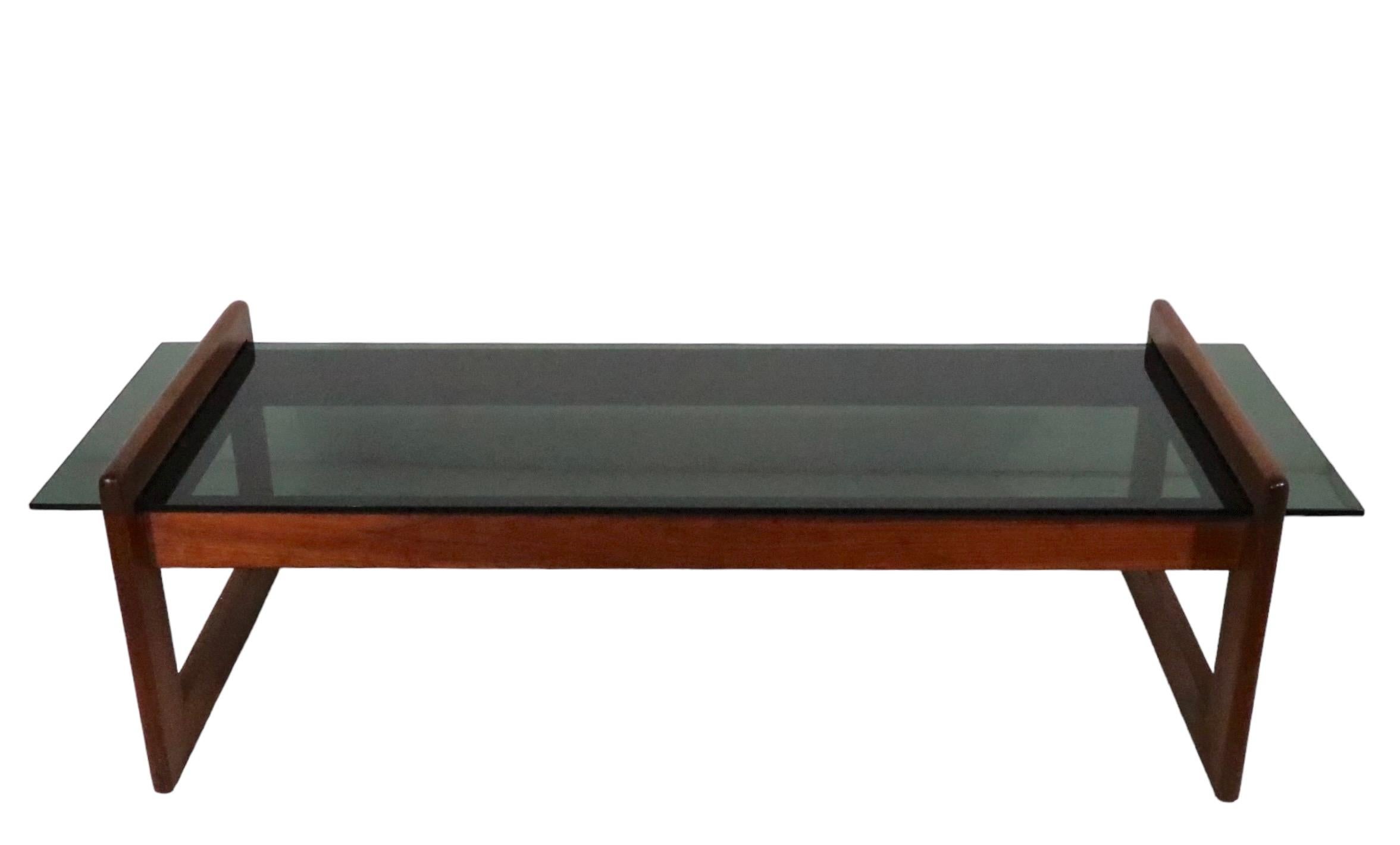 Mid-Century Modern Mid Century Wood and Glass Coffee Table Designed by Adrian Pearsall c 1970's For Sale