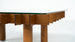 Mid-Century Wood and Glass Coffee Table in the style of Gianfranco Frattini