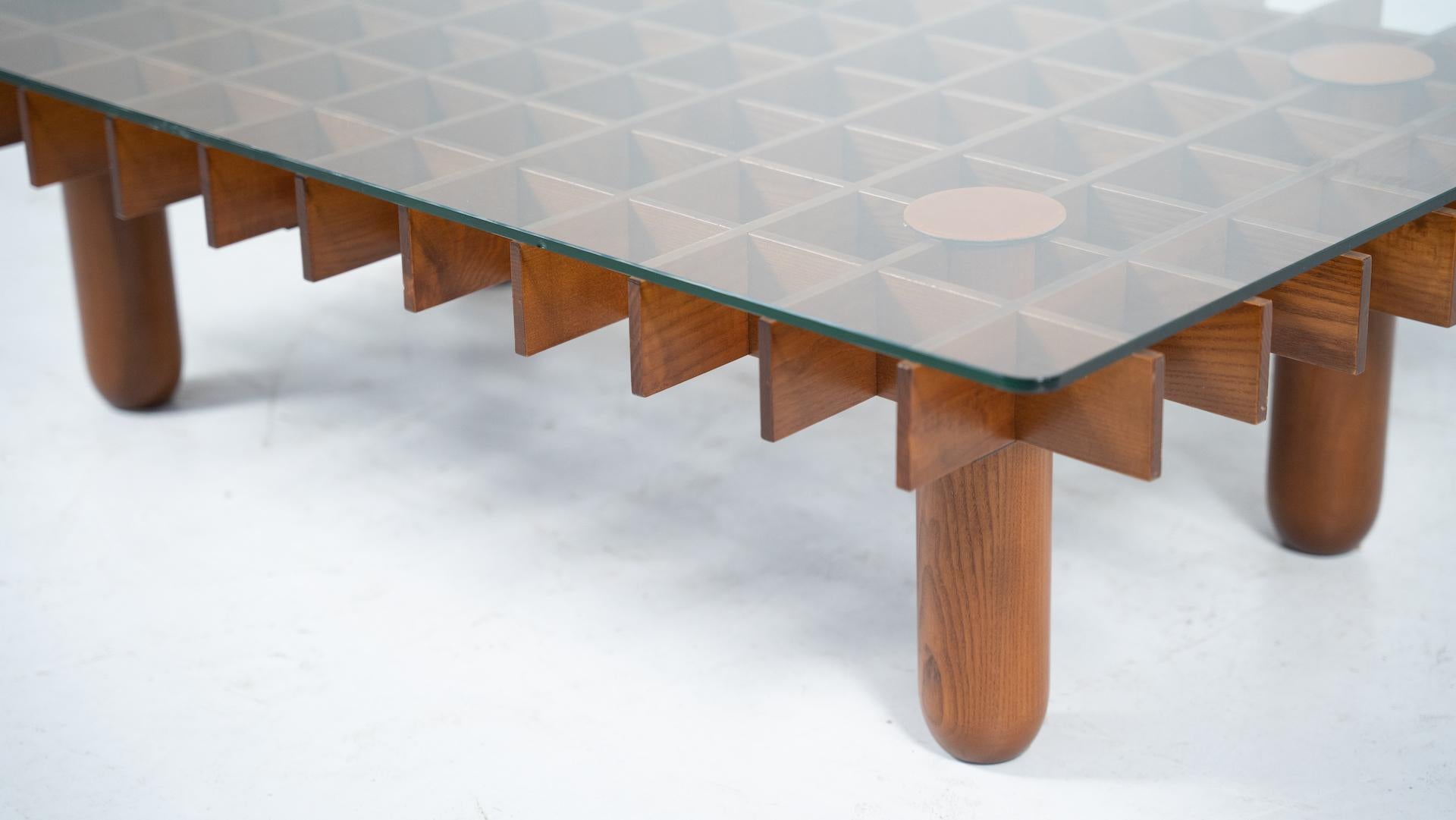 Mid-Century Modern Mid-Century Wood and Glass Coffee Table in the style of Gianfranco Frattini