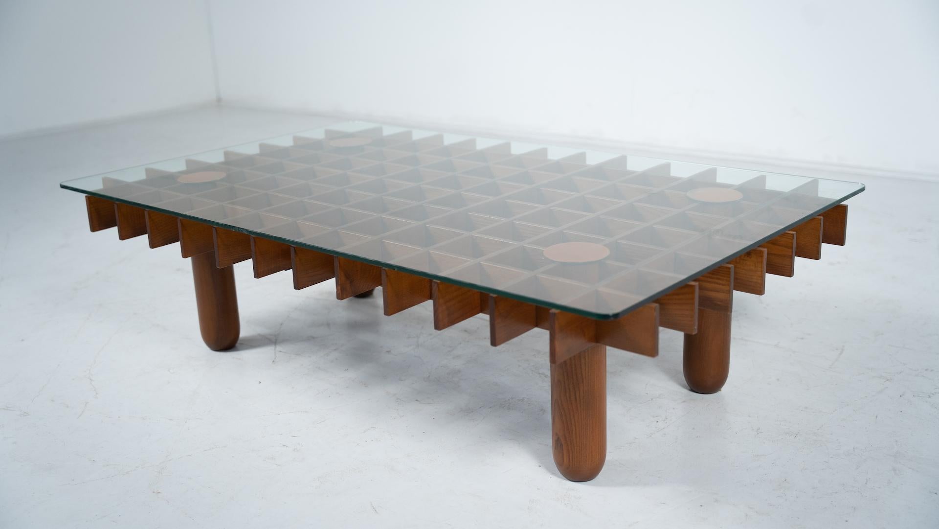 Mid-20th Century Mid-Century Wood and Glass Coffee Table in the style of Gianfranco Frattini