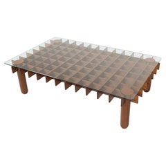 Mid-Century Wood and Glass Coffee Table in the style of Gianfranco Frattini