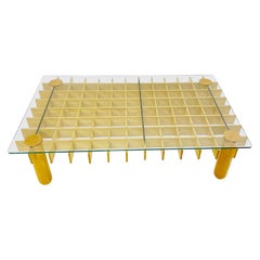 Mid-Century Wood and Glass Coffee Table, Italy circa 1970