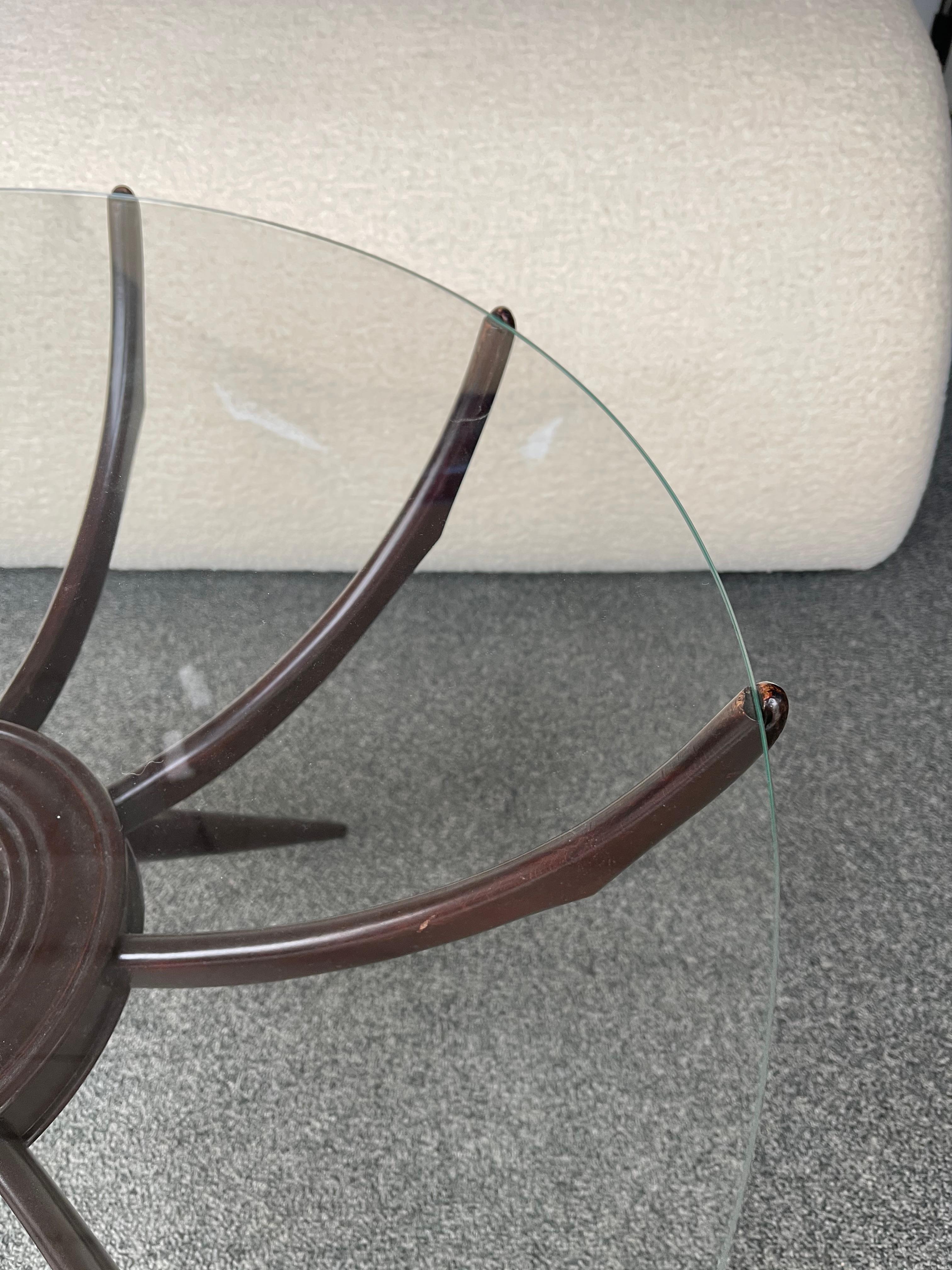 Mid Century Wood and Glass Spider Coffee Table by Carlo De Carli, Italy, 1950s For Sale 4