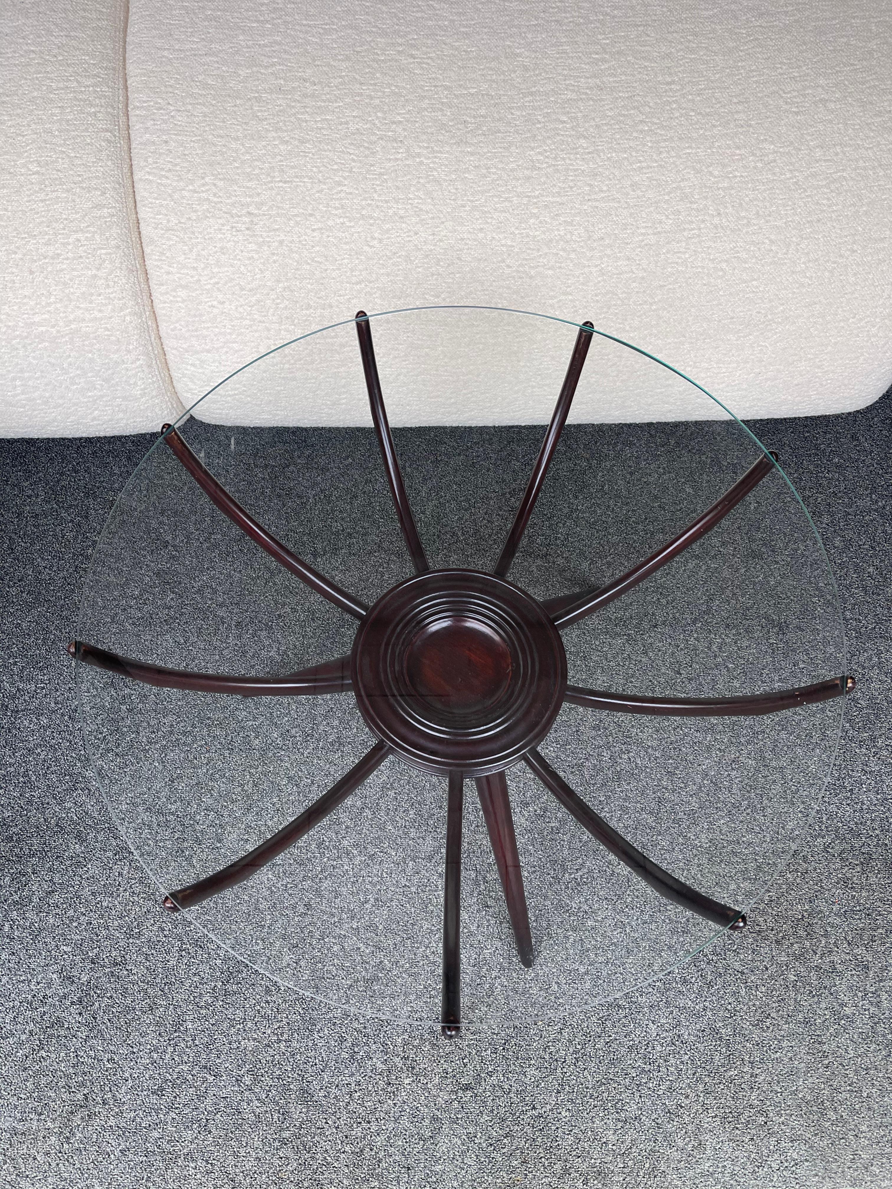 Mid Century Wood and Glass Spider Coffee Table by Carlo De Carli, Italy, 1950s For Sale 5