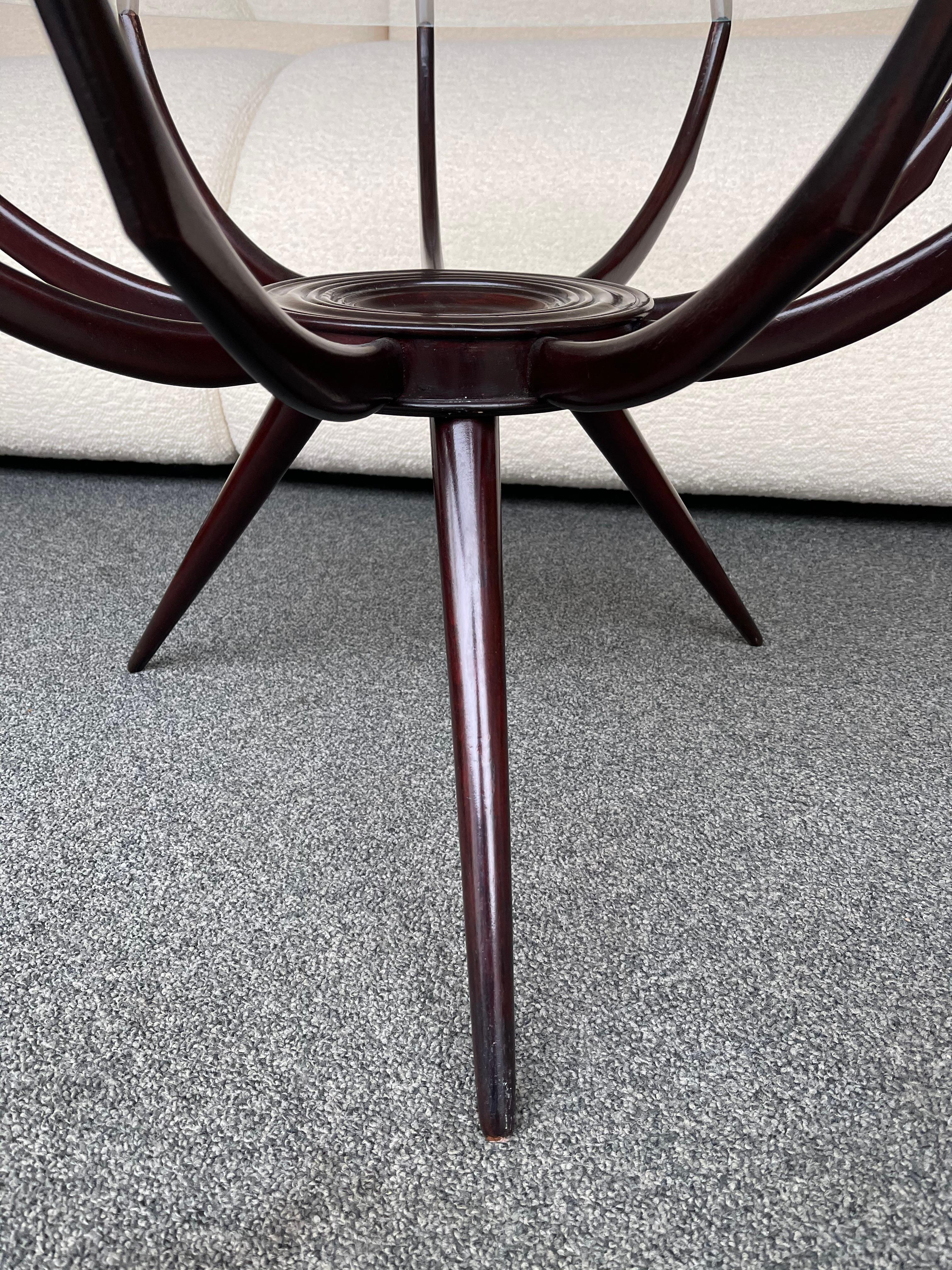 Mid Century Wood and Glass Spider Coffee Table by Carlo De Carli, Italy, 1950s In Good Condition For Sale In SAINT-OUEN, FR