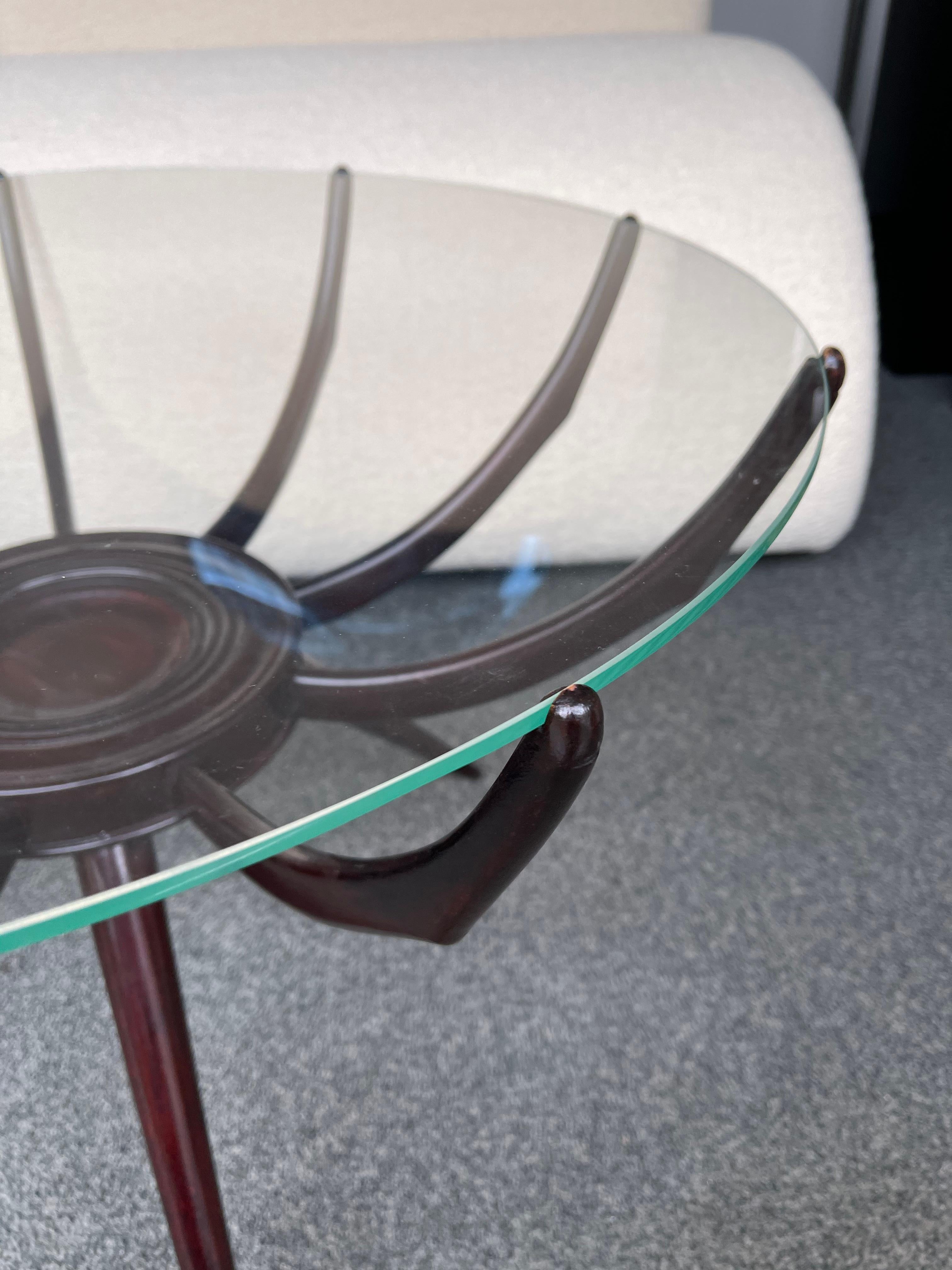 Mid-20th Century Mid Century Wood and Glass Spider Coffee Table by Carlo De Carli, Italy, 1950s For Sale