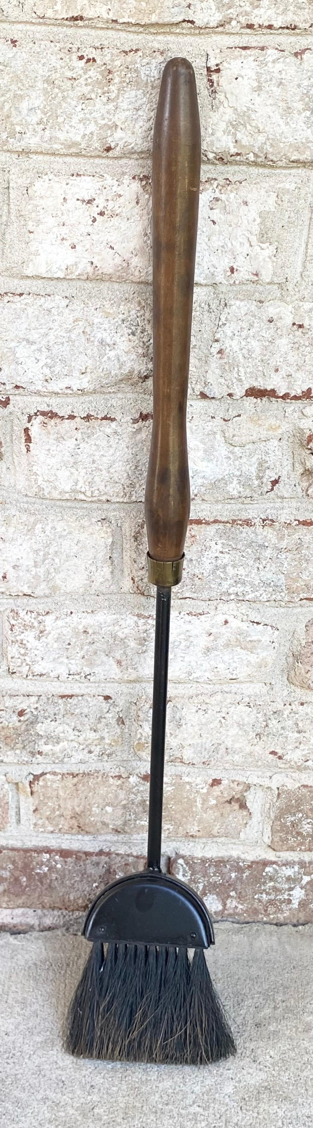 Mid-Century Wood and Iron Fireplace Tools 2
