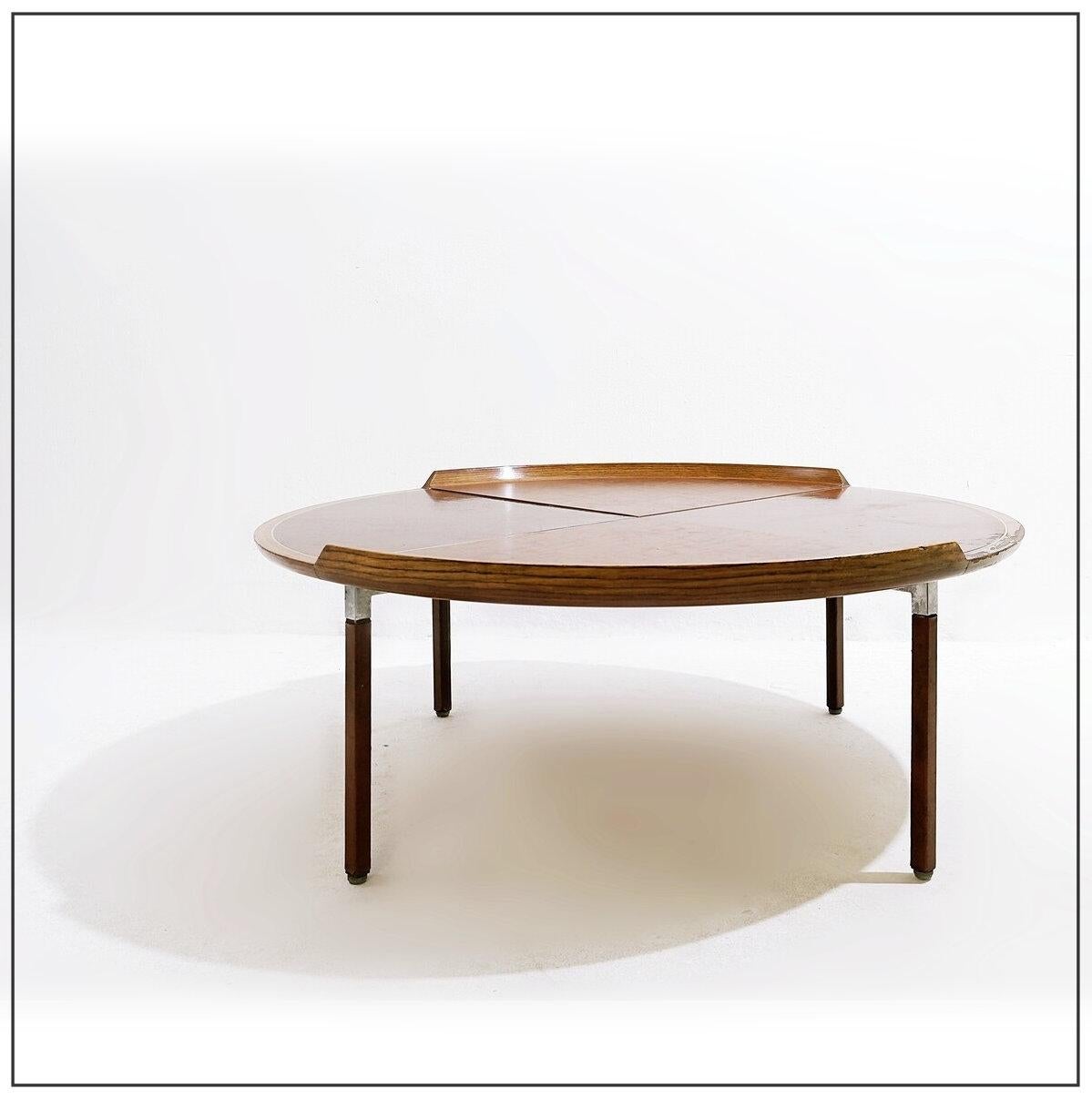 Couchtisch aus Holz und Leder aus der Mitte des Jahrhunderts – ca. 1960er Jahre im Zustand „Gut“ im Angebot in Linkebeek, BE