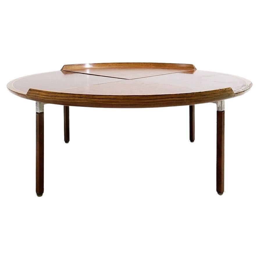 Table basse en bois et cuir du milieu du siècle - Circa 1960s