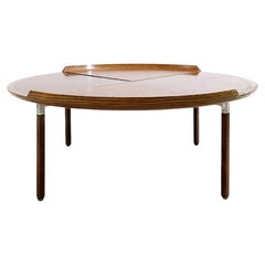 Couchtisch aus Holz und Leder aus der Mitte des Jahrhunderts – ca. 1960er Jahre