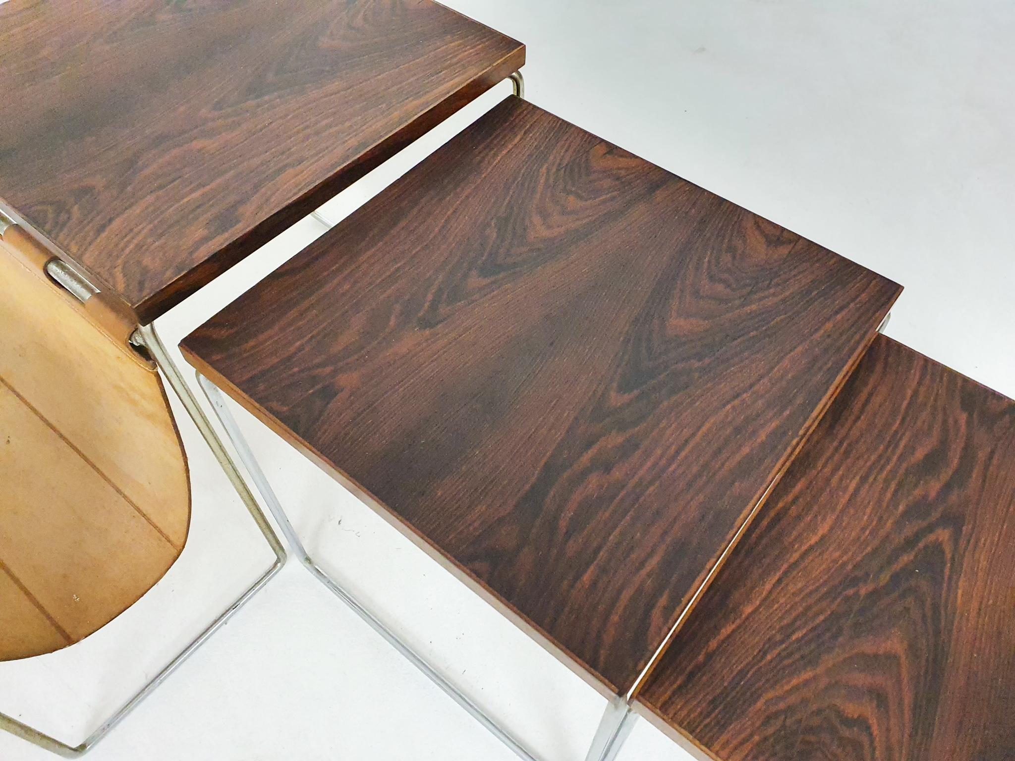 Mid-Century Wood and Leather Mimiset by Brabantia, the Netherlands 1950's 2