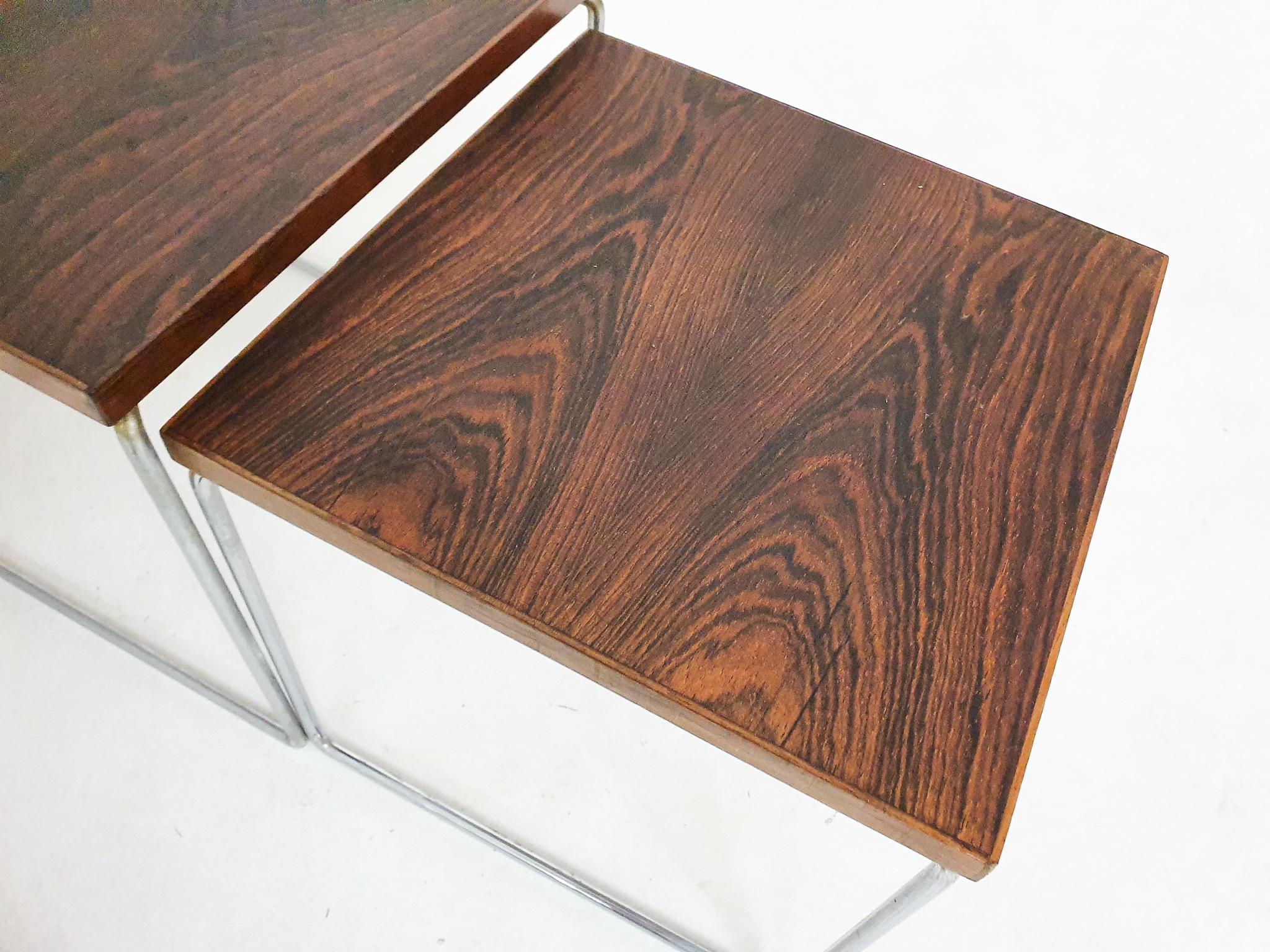 Mid-Century Wood and Leather Mimiset by Brabantia, the Netherlands 1950's For Sale 4