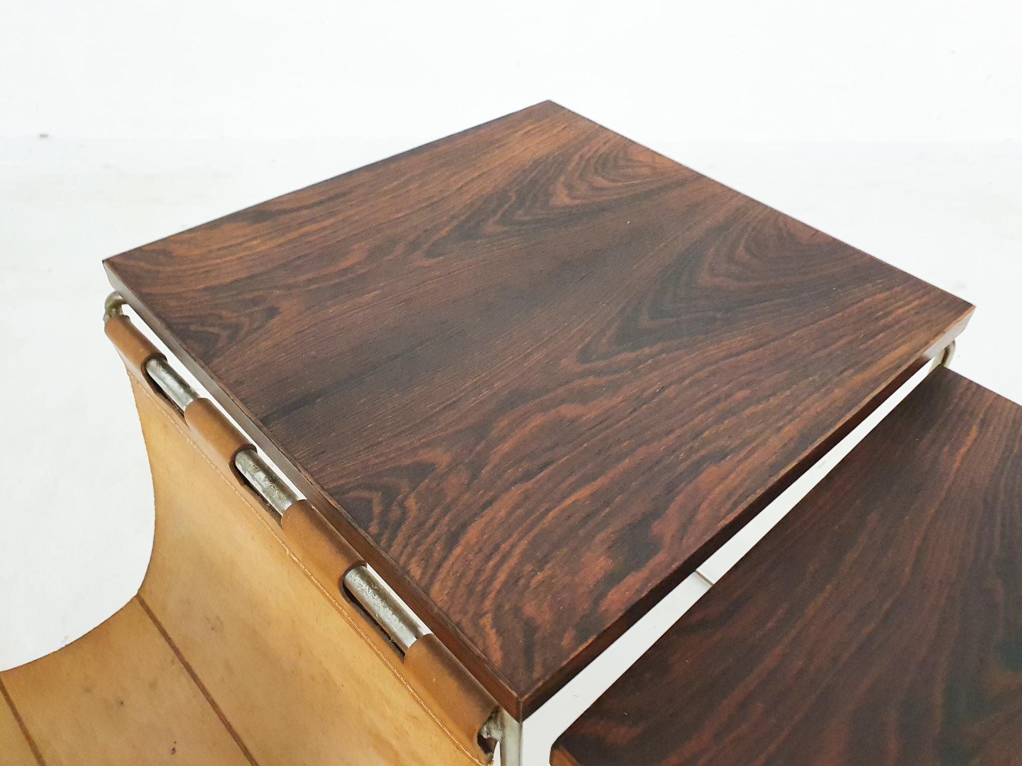 Mid-Century Wood and Leather Mimiset by Brabantia, the Netherlands 1950's For Sale 1