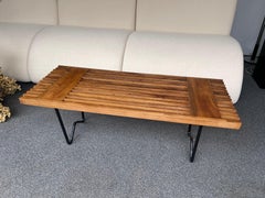 Mid Century Wood and Metal Bench. Italy, 1950s