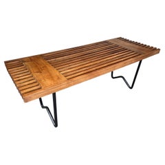 Mid Century Wood and Metal Bench. Italy, 1950s Mid Century Wood and Metal Bench. Italy, 1950s