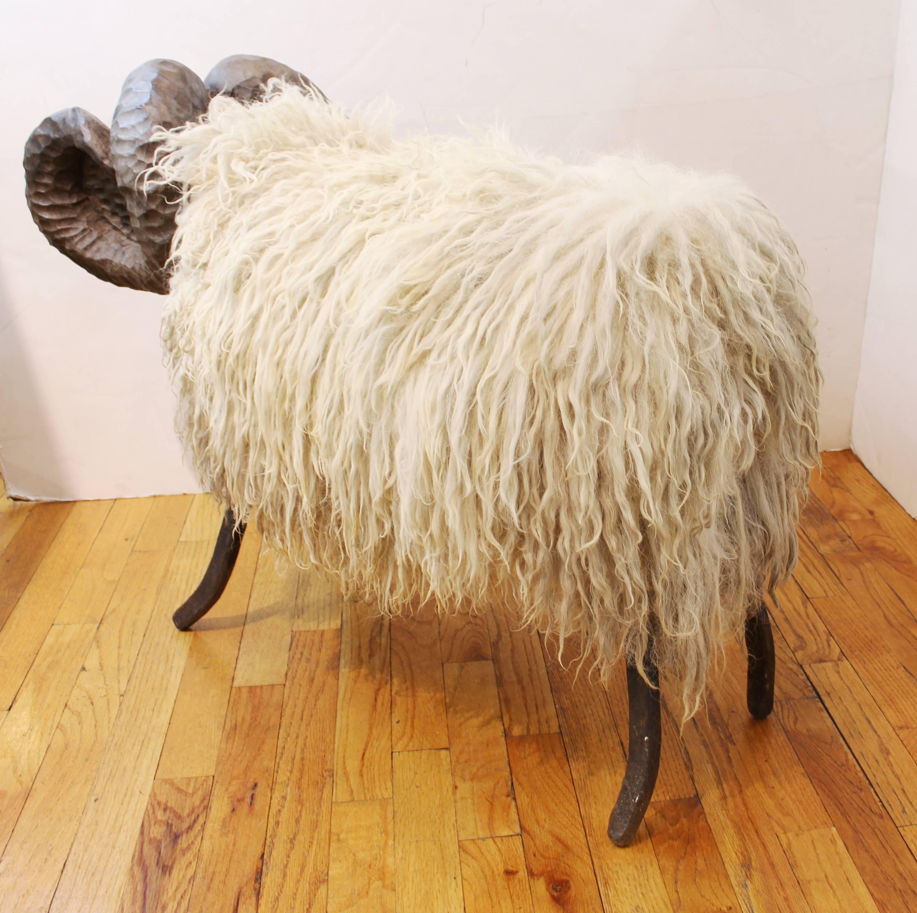 20th Century Midcentury Wood and Metal Sheep 