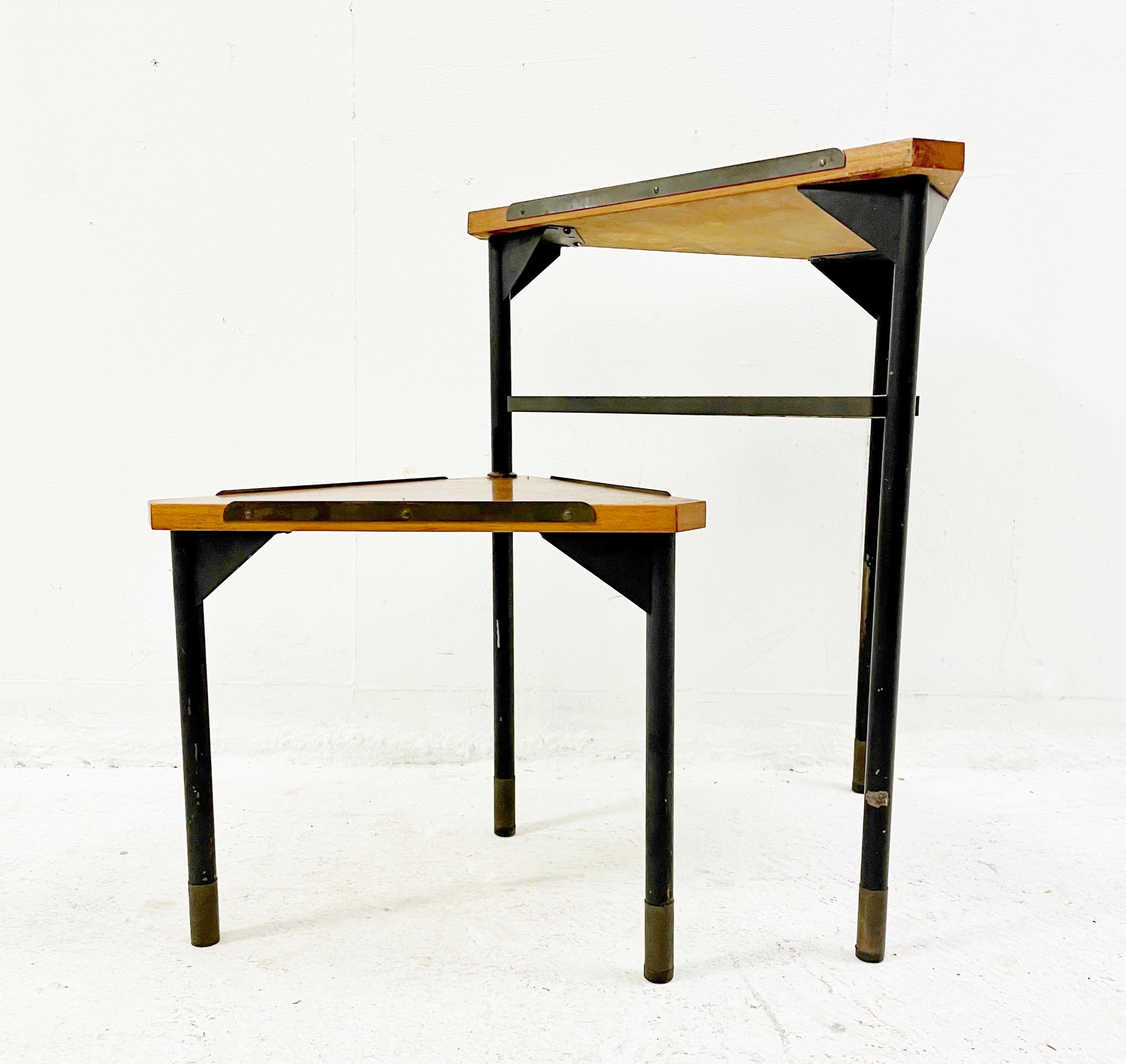 Italian Mid-Century Wood and Perforated Metal Nesting Tables, Italy 1960s
