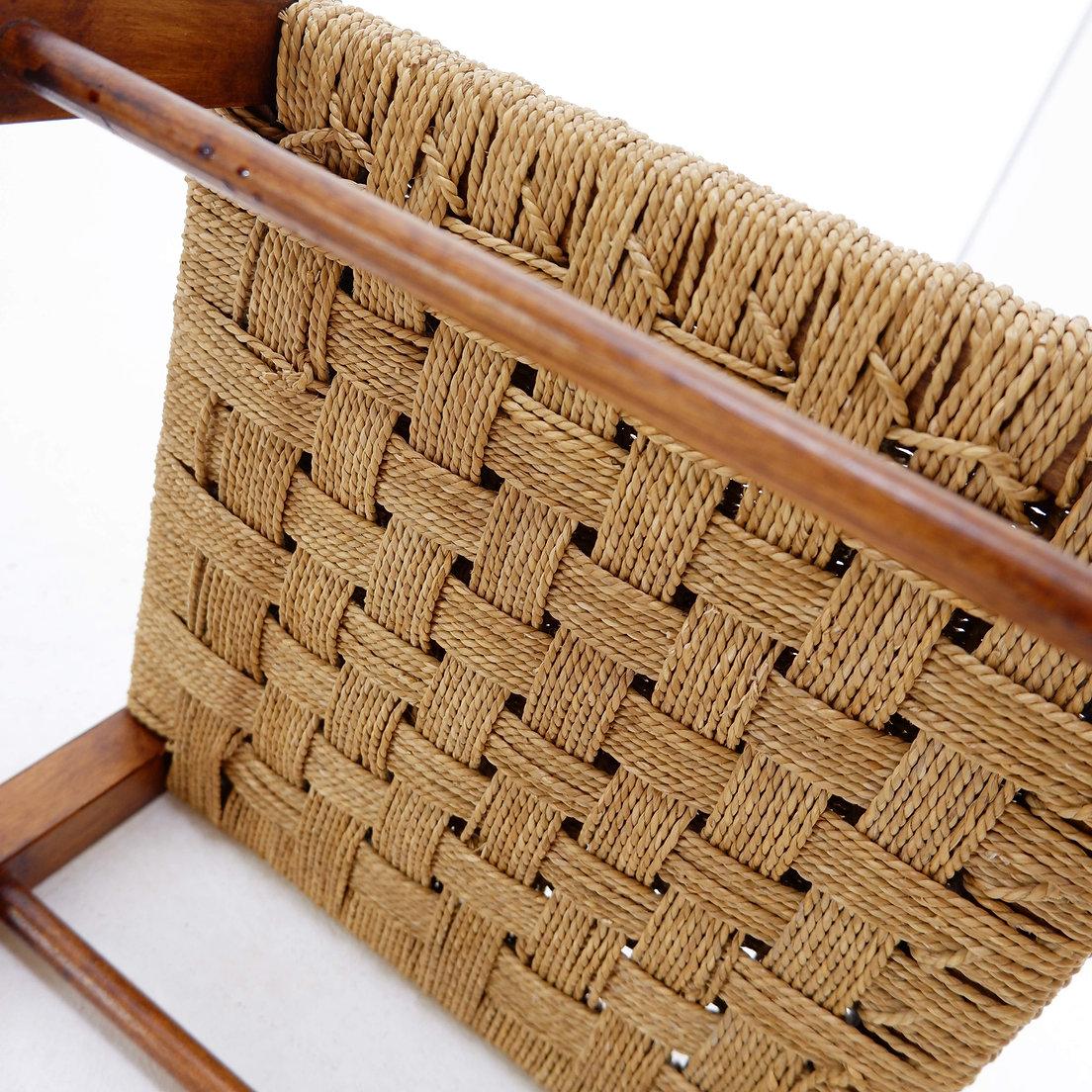 Tabouret en bois et corde du milieu du siècle, années 1960 Bon état - En vente à Linkebeek, BE
