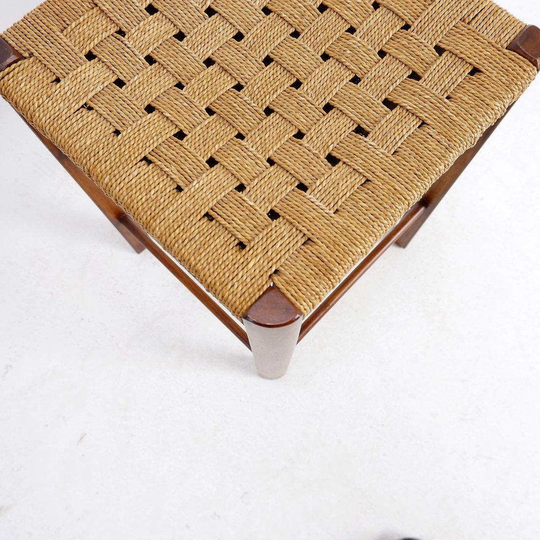 Corde Tabouret en bois et corde du milieu du siècle, années 1960 en vente