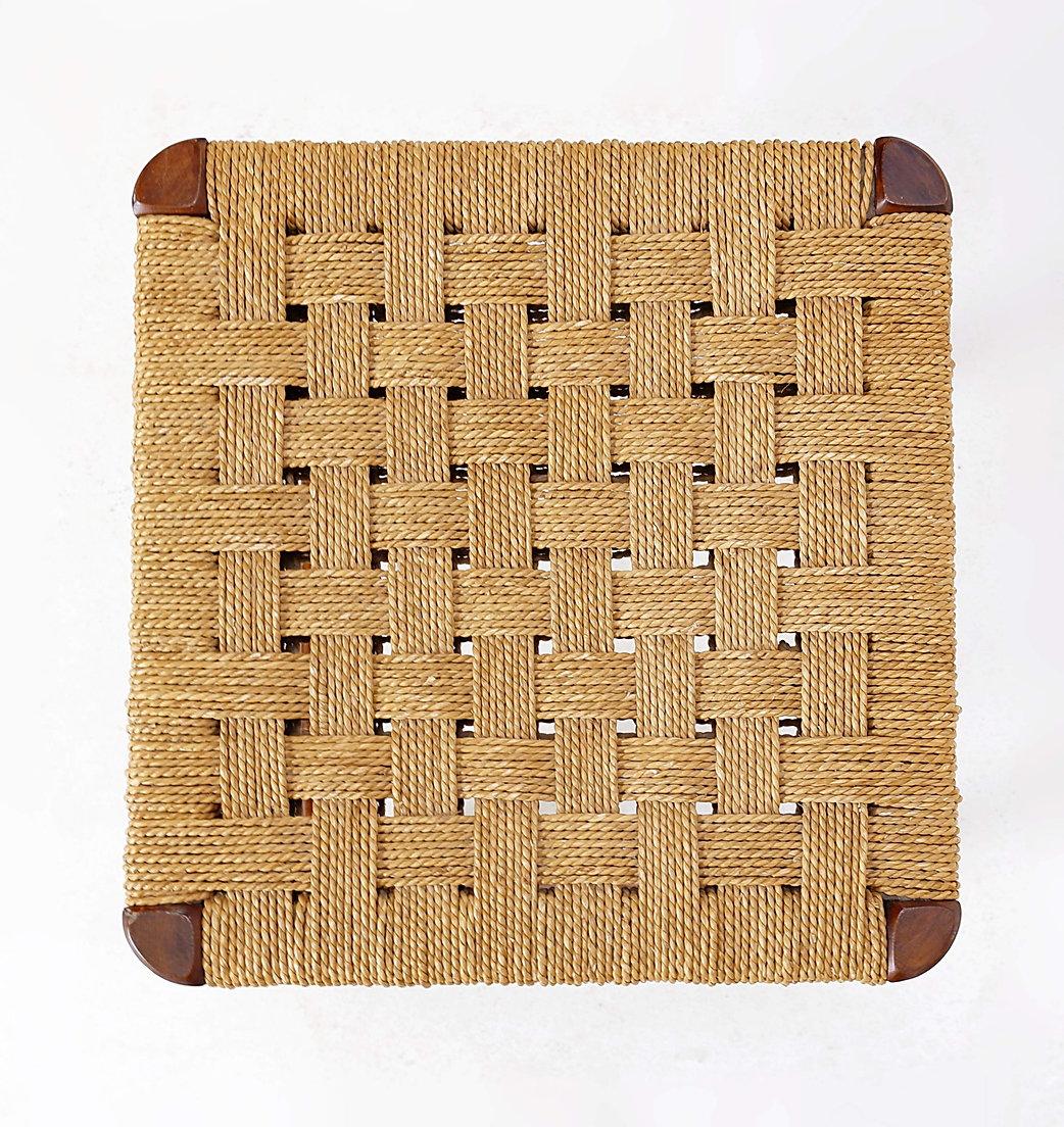 Tabouret en bois et corde du milieu du siècle, années 1960 en vente 3