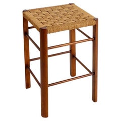 Mid-Century Wood and Rope Stool, 1960s