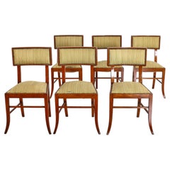 Ensemble de 6 chaises italiennes du milieu du siècle en Wood Wood et tissu Yallow, 1960s