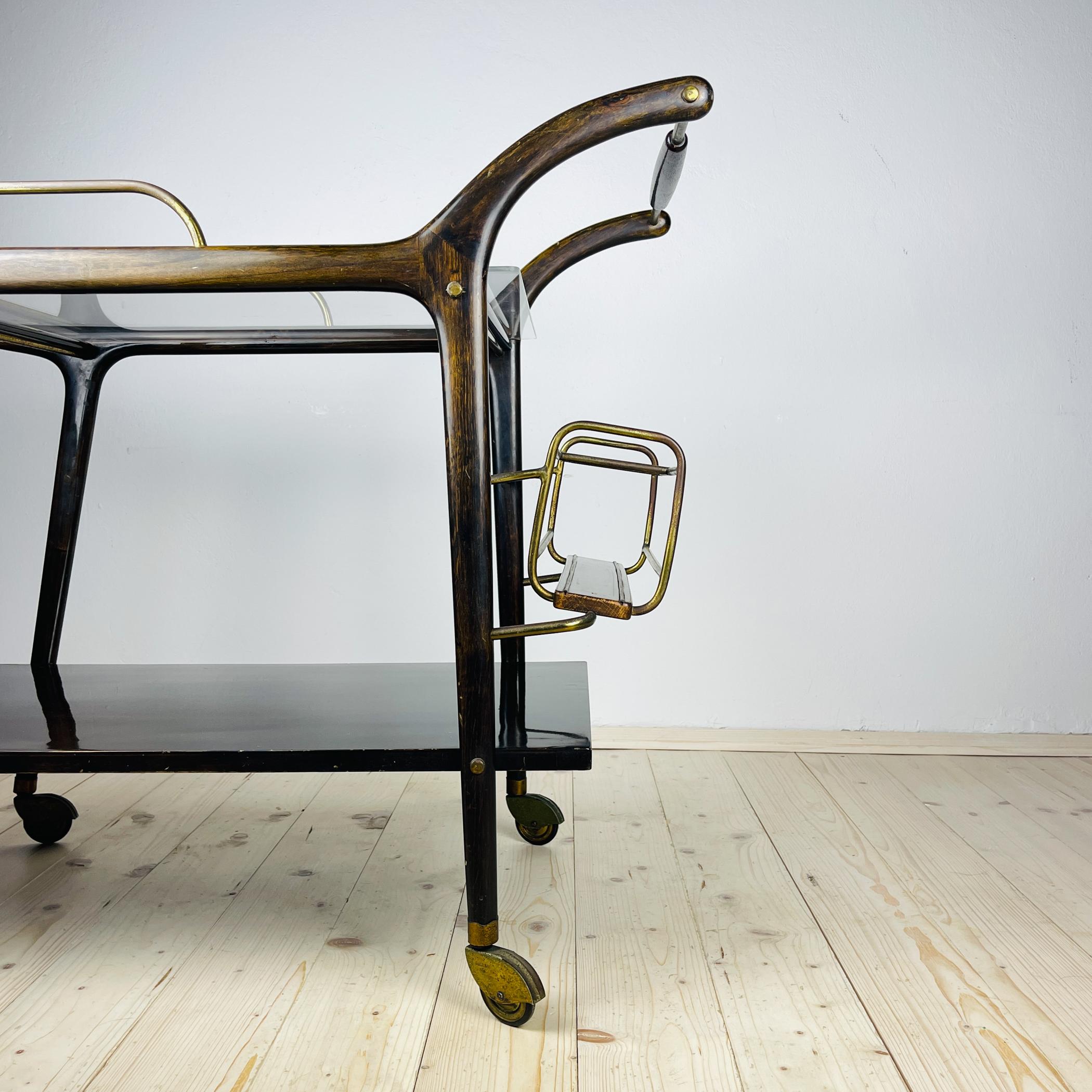 Chariot de bar en bois du milieu du siècle, Italie, années 1950 en vente 3