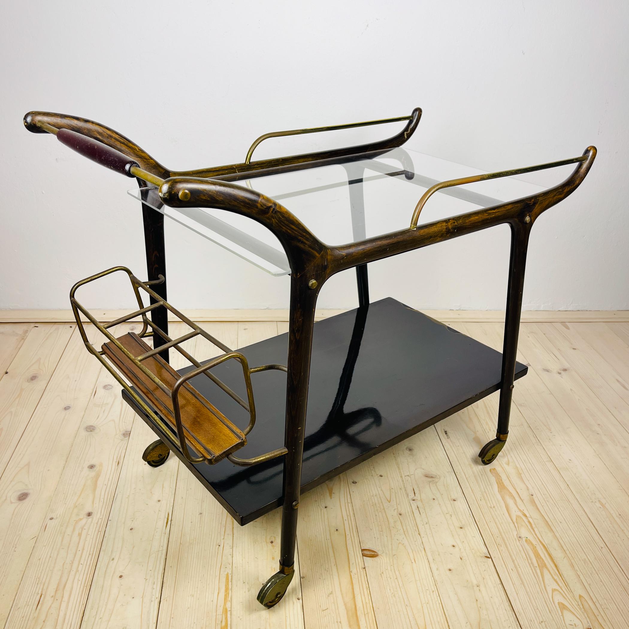 Chariot de bar en bois du milieu du siècle, Italie, années 1950 en vente 7