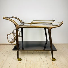 Mid-Century wood bar cart trolley, Italy, 1950s