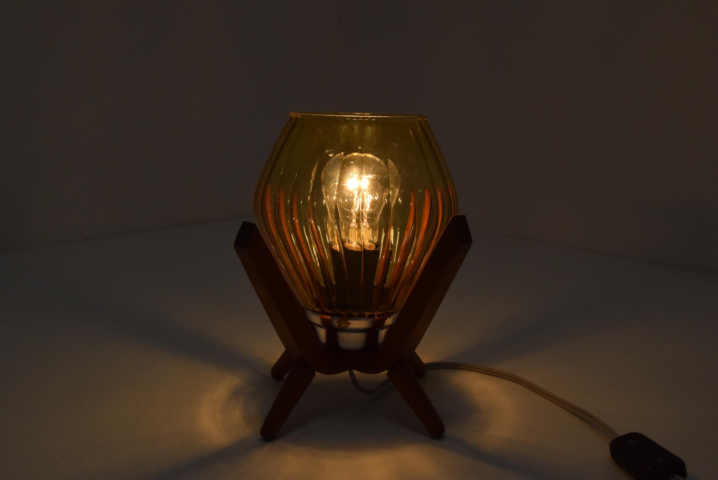 Mid-Century Modern Midcentury Wood Bedside Table Lamp, 1960s