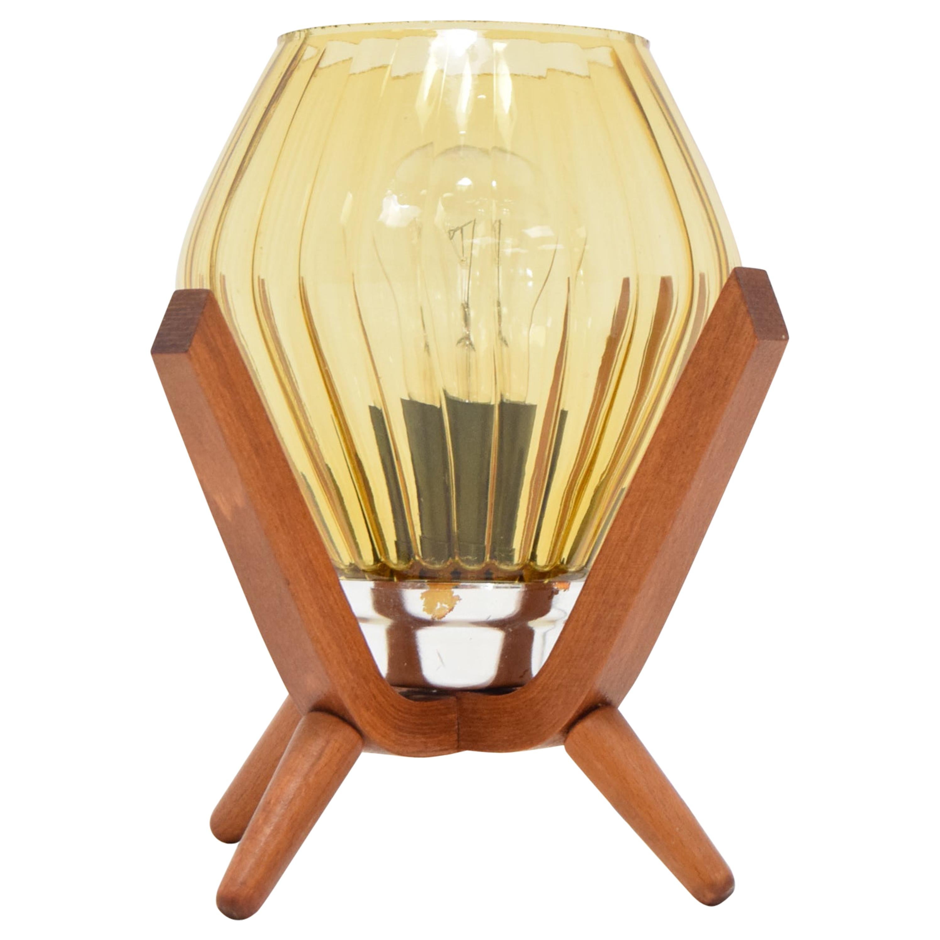 Midcentury Wood Bedside Table Lamp, 1960s