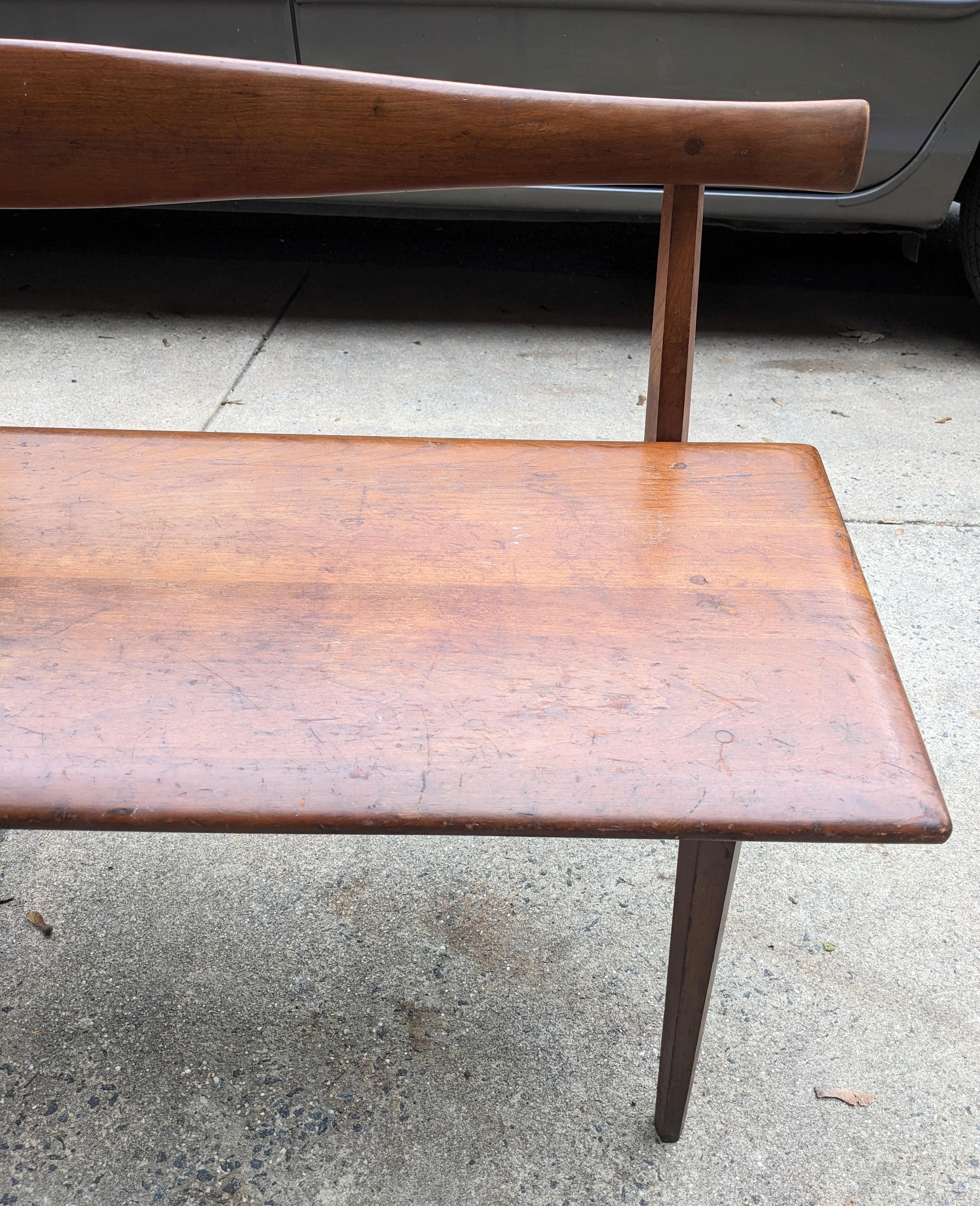 Mid Century Wood Bench, Winchendon Furniture Co. For Sale 4