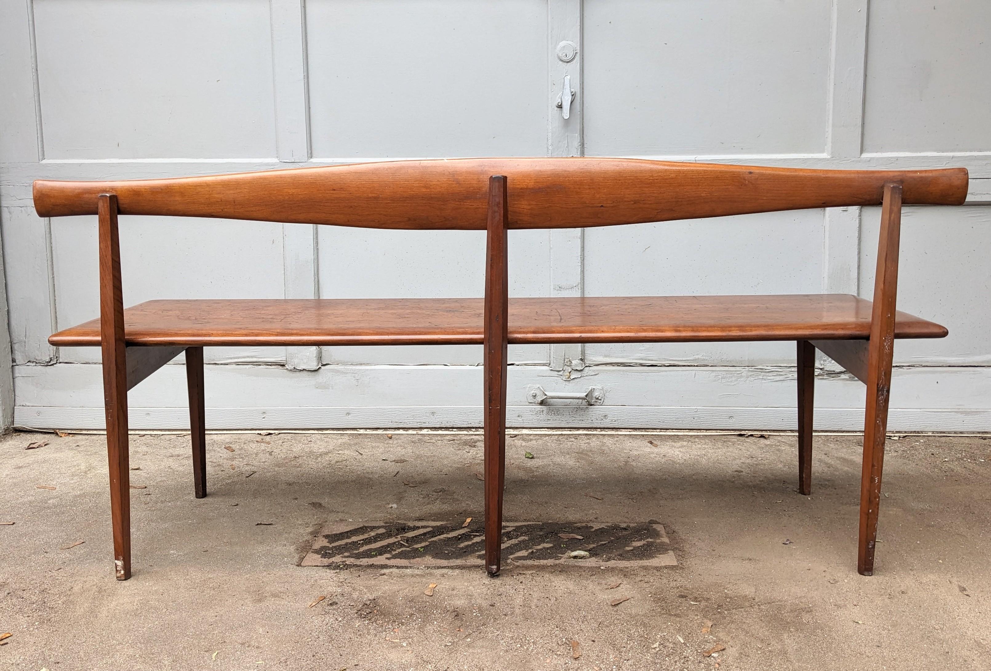 Mid Century Wood Bench, Winchendon Furniture Co. For Sale 5