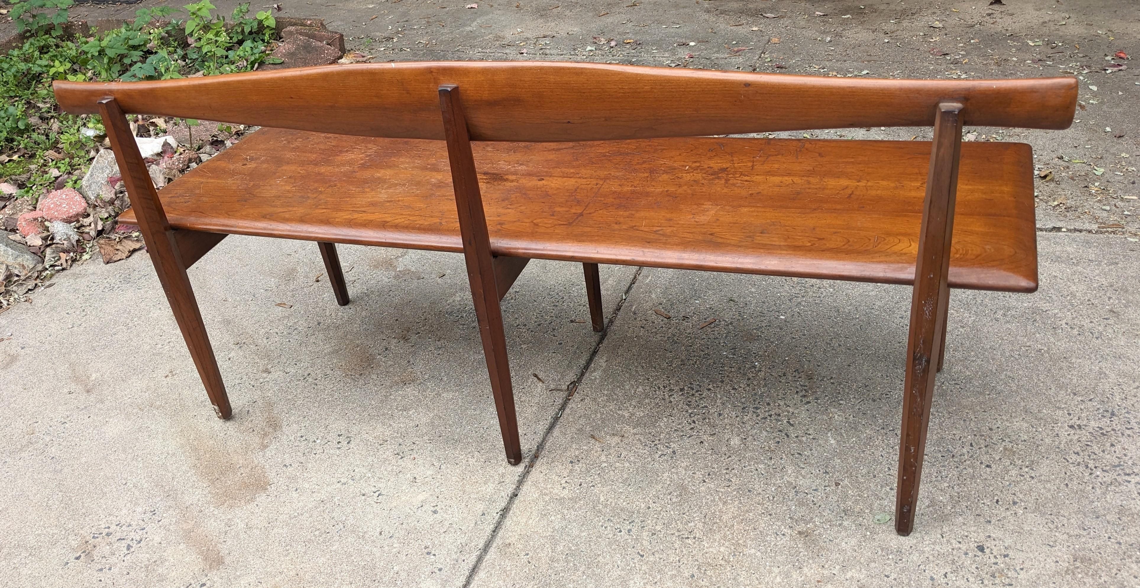 Mid Century Wood Bench, Winchendon Furniture Co. For Sale 6