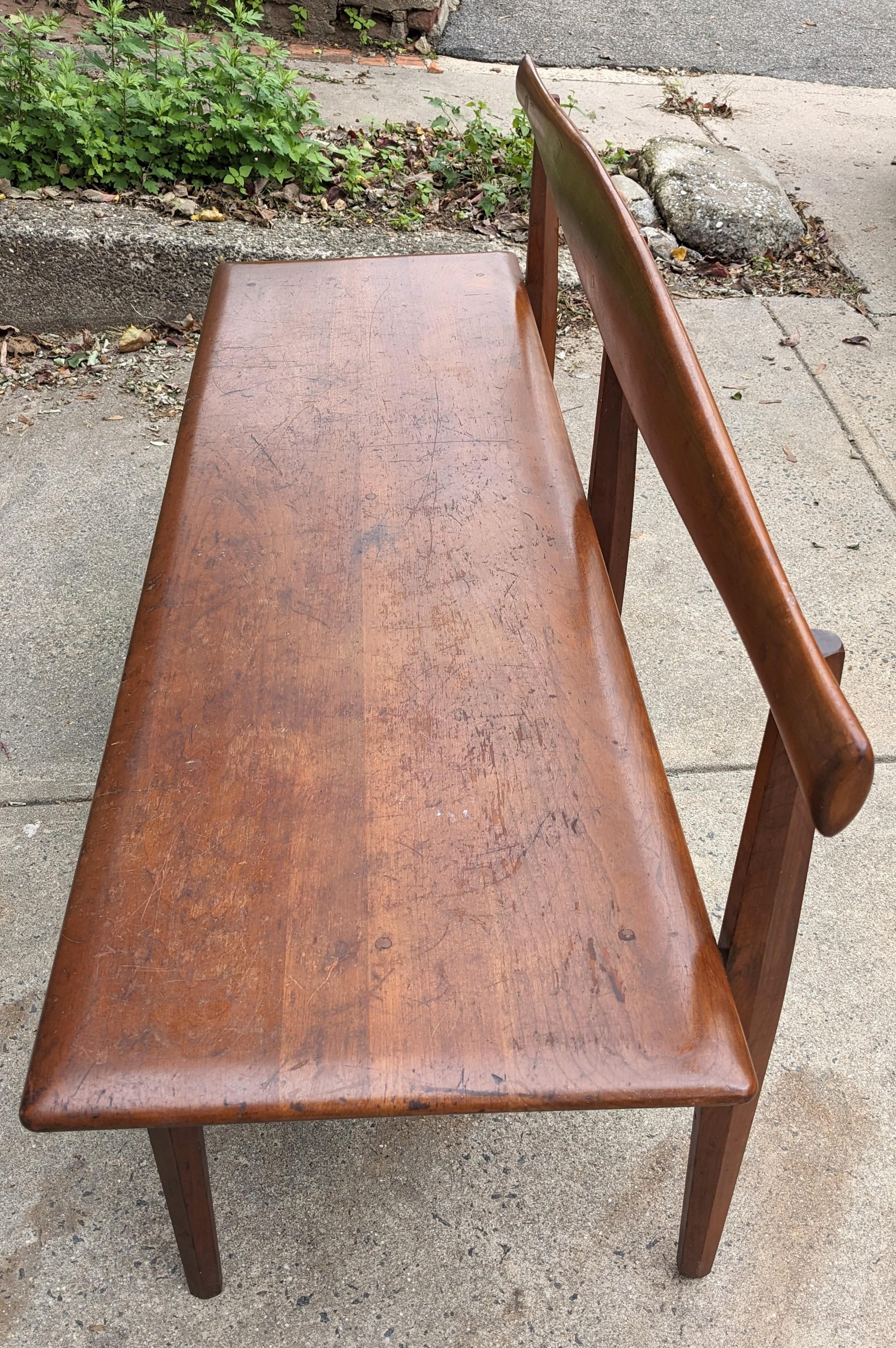Mid Century Wood Bench, Winchendon Furniture Co. For Sale 1