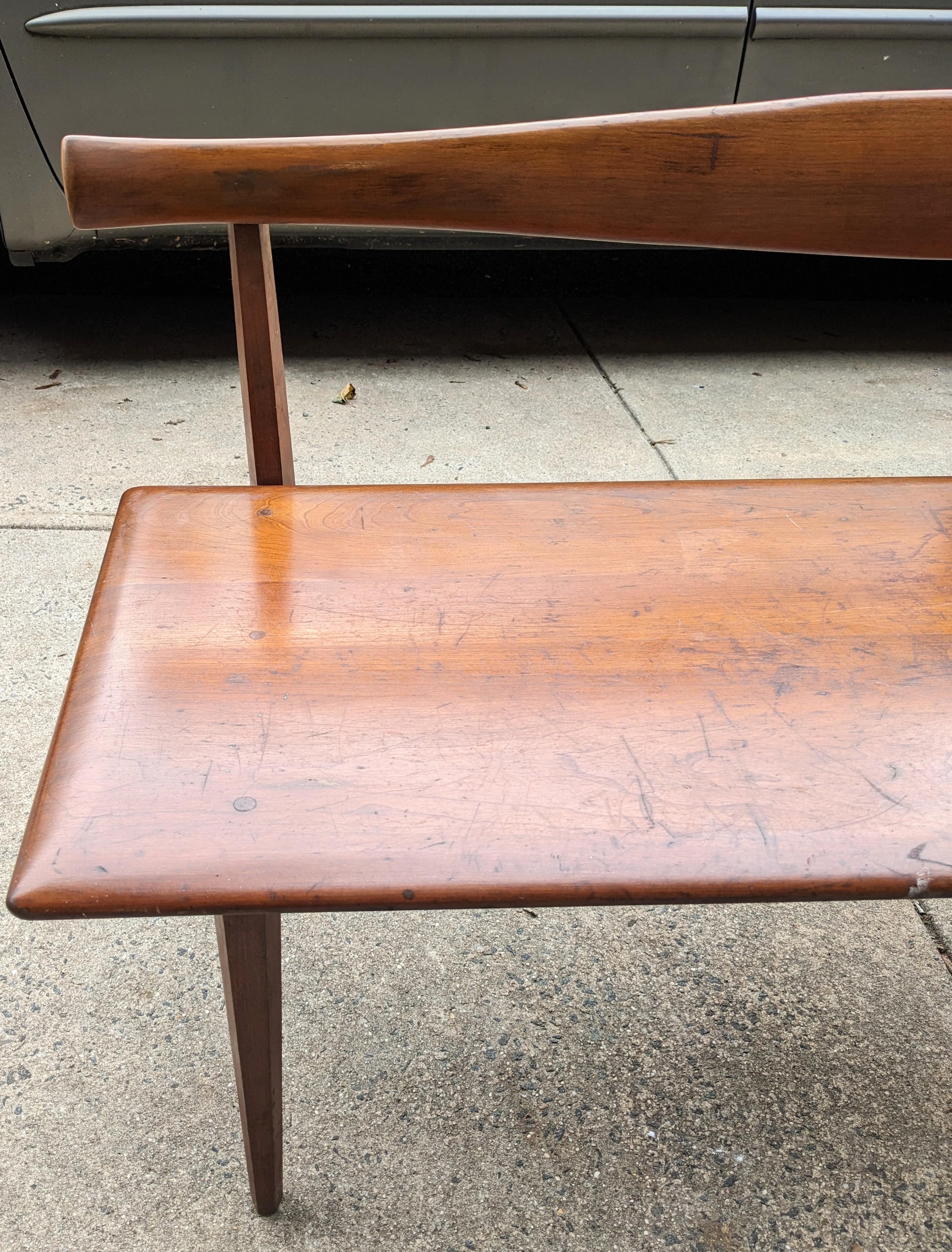 Mid Century Wood Bench, Winchendon Furniture Co. For Sale 2