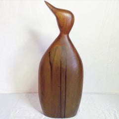 Mid Century Wood Bird Sculpture Signed by Paul LaMontagne, 1987