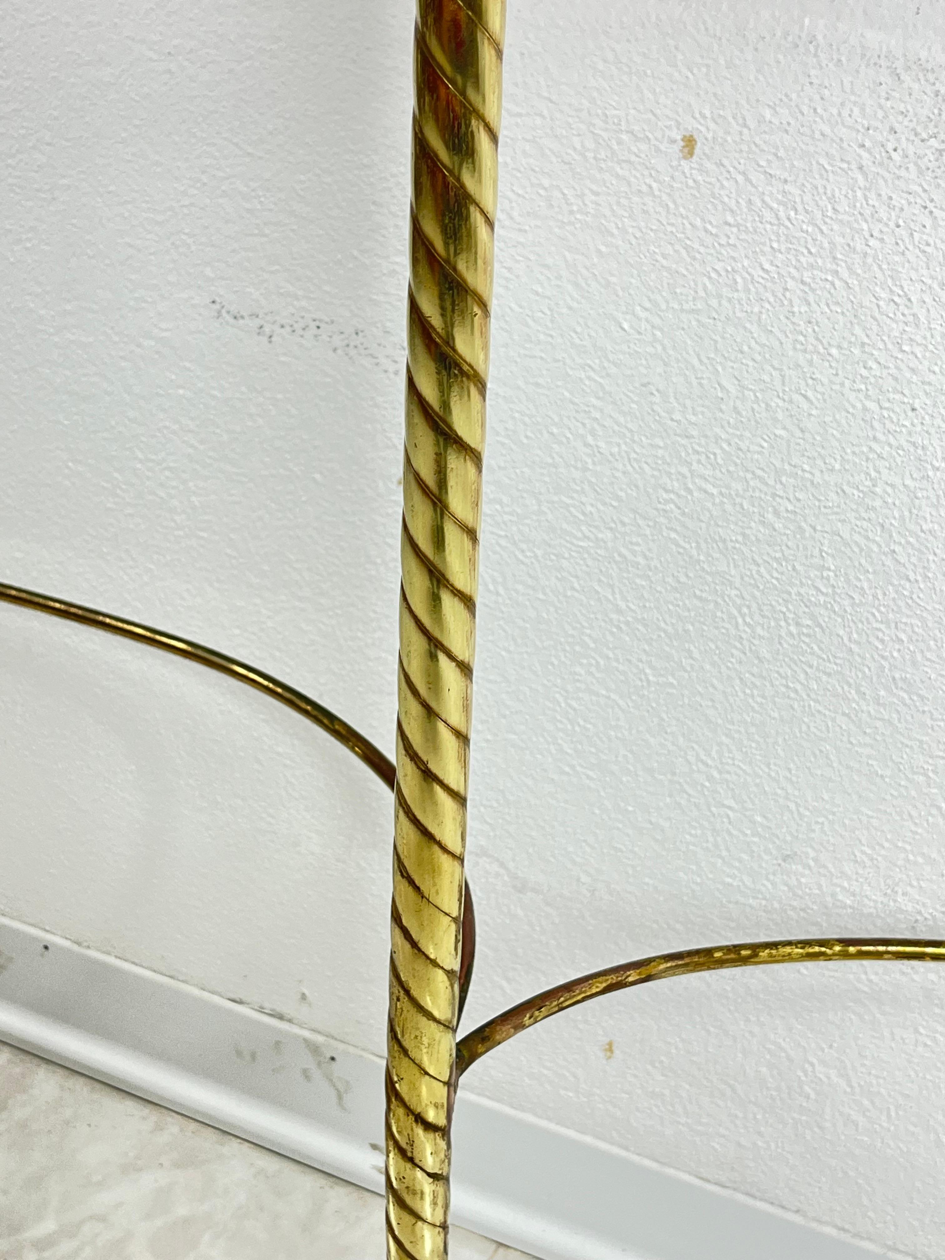 Italian Mid-Century Wood Brass And Marble Top Console In The Style of Paolo Buffa 1950s For Sale