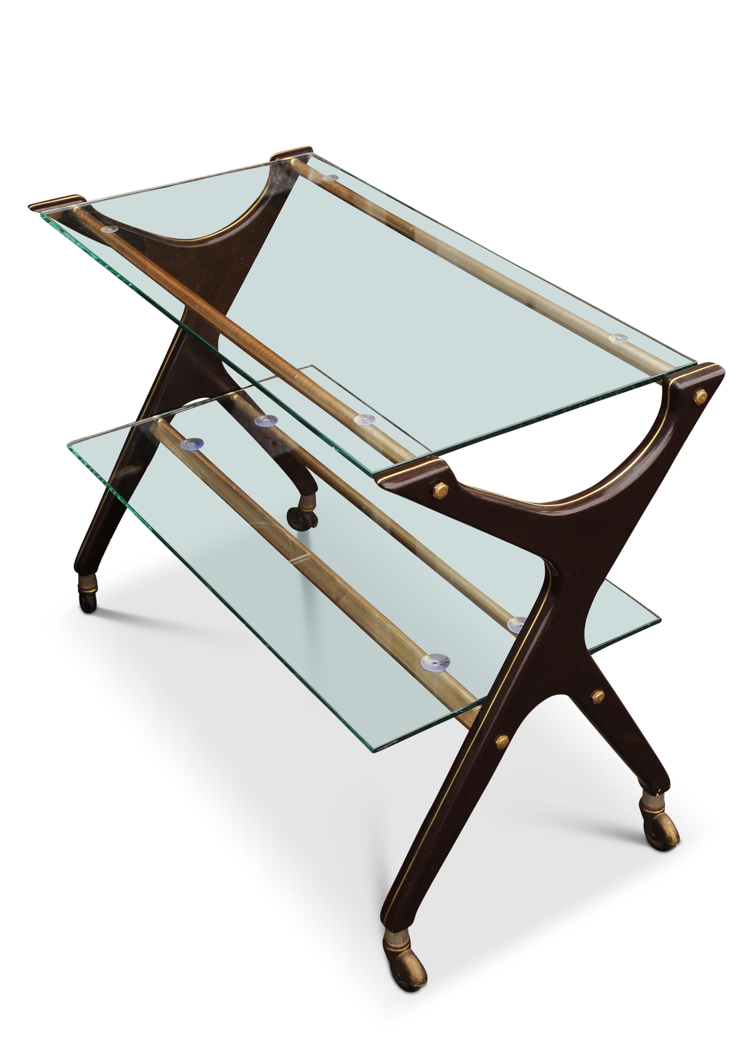 Italian Modernist Glazed Bar Cart Ico Parisi for De Baggis  In Good Condition For Sale In High Wycombe, GB